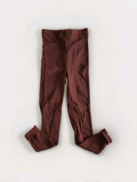 American Apparel Riding Pant M Rust Brown Ribbed Equestrian High Rise Stretch - Picture 8 of 16